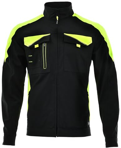 SARA Chaqueta de trabajo para hombre – Ropa de trabajo para hombre con elástico – Chaqueta multifuncional con elementos reflectantes – Chaqueta de trabajo para todas las estaciones Talla 46-64, Negro