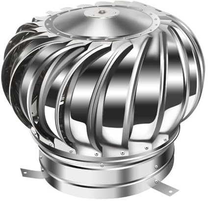 RENLXFI 12 14 16 18 Inch Stainless Steel Turbine Ventilator Vents Cap, Non Power Roof Attic Air Vent Ventilating Fan with L-stand, Chimney Covers Outside Vents Outlet(13.8 in/350mm)