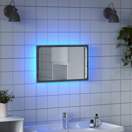 Xichuzi Badspiegel Grau Sonoma 60x8,5x38 cm Holzwerkstoff, Wandspiegel, Badezimmerspiegel, Badezimmer Spiegel, Bathroommirror - 834928