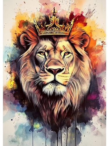 Bowetile 5D Diamond Painting Bilder Der König der Löwen, Löwe Diamond Painting Set für Erwachsene und Kinder, Komplettes DIY Tier Diamond Art Malen Stickset für Kreuzstichbilder, Wohnkultur 30x40 cm