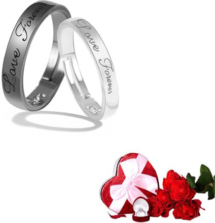 ZWWOGE Anello coppia in argento sterling 925, Anelli fedi nuziali love forever, Anelli uomo, Anelli donna, misura regolabile, Regalo di anniversario di matrimonio