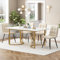 Pawom Essgruppe 5-TLG, Moderner Esstisch 140×80 cm mit Marmor-Muster und Goldenen Metallbeinen, Beigefarbene Samt Esszimmerstühle Set für Küche und Esszimmer