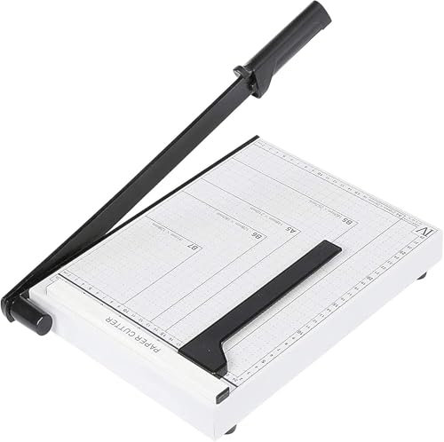 Nictemaw Professionelle Papierschneidemaschine, A4, schneidet bis zu 10 Blatt (Papier, Pappe, Fotos) - Sicherheitsmesser und ergonomischer Griff für Büro, Schule, Basteln - Weiß