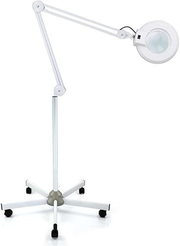 Lupenlampe, 8 optische Lupe, 24 W, Lupe, Arbeitslampe, 5 Dioptrien, LED-Lupenlampe mit Rollen und verstellbarem Arm, für Kosmetik, Heimwerker