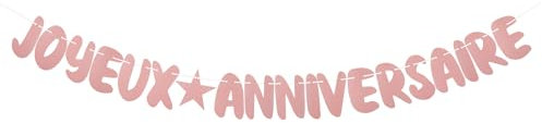 Halinuia Joyeux Anniversaire Rose Gold Glitter Bannière Banderole Pailleté Garland Bunting pour Fête d’Anniversaire Party Décorations