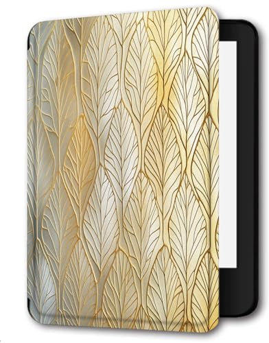 Case For 6 Amazon Paperwhite 10th Generation (Model No.PQ94WIF) 2018 Released PU Leather Case Paperwhite smart Sleep/Wake Paperwhite Cover-Striped Leaves Luxury Plants