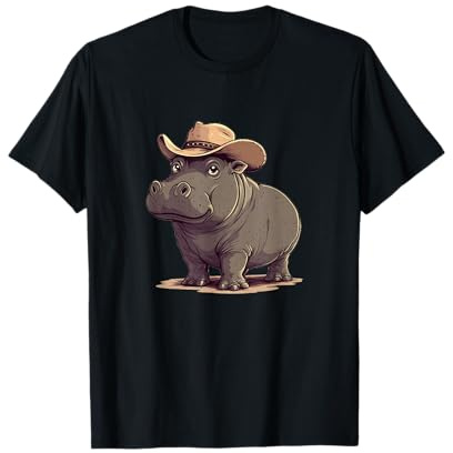 Lustiges Nilpferd mit Cowboyhut Kostüm für Jungen und Mädchen T-Shirt