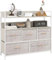 HOMCOM Bedroom Chest of Drawers, Fabric Dresser with 5 Drawers, Storage Organiser Unit with Open Shelves and Metal Frame for Living Room, Entryway, Natural Wood Finish