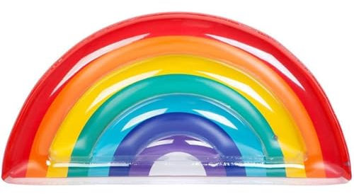 XZDEAIR Flotteur de Piscine Gonflable Arc-en-Ciel pour Adultes, 1 à 2 Personnes, 180 x 90 cm, avec Pompe électrique