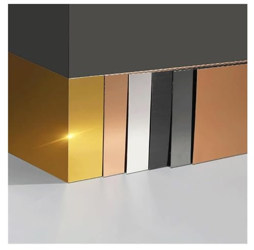 CYJAZNHH 5M Self-Adhesive Stainless Steel Wall Trim - Peel And Stick Mirror Trim For Kitchen, Cabinet, And Door Baseboard(Glossy Gold,10cm)