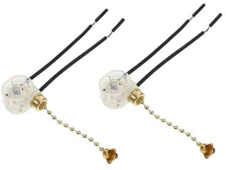 Lurrose 2 Stück Zugkettenschalter für Lampen Geräuschlos Verschleißfest Deckenleuchten Zubehör für Badezimmer Vintage Design