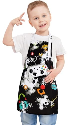 WERNNSAI Kinderschürze mit Verstellbarem Gurt und Tasche von 2-15 Jahren | Wasserdicht Malschürze für Kinder, Bastelschürze für Jungen Mädchen Küche SchürzenKochen Backen Malen