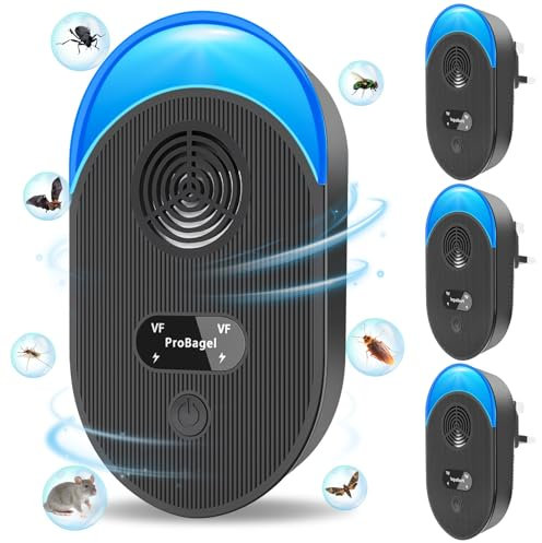 ProBagel 2025 Upgrade Ultrasonic Pest Repellent, 4 Pack Powerful Mouse Repeller plug in Pest Control, Effective against Mice, Rats, Spiders, Mosquitoes, Cockroaches, Rodent, Safe for Pets and Humans