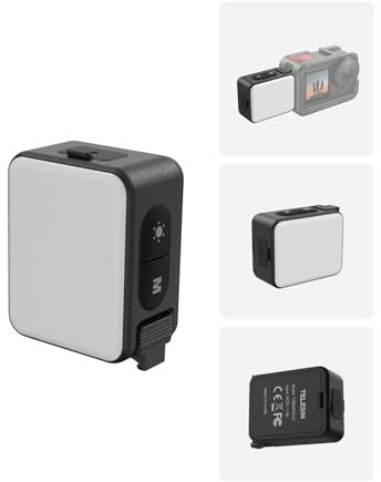 TELESIN Mini Lampe vidéo à Fixation Rapide magnétique pour DJI Osmo Action 5 Pro/4/3, éclairage d'appoint avec Batterie 800 mAh, Accessoire d'éclairage auxiliaire pour vlog, Lampe Photo Portable