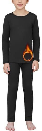 Arshiner Ropa Termica Niño Futbol Camiseta Termica Deportes Conjuntos Térmicos para Niño de Invierno Térmica Adecuado para Fútbol Esquí Hockey sobre Hielo Correr Dormir Negro 140