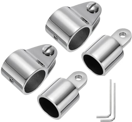 Zyntora Pièces pour Bâche Marine | Accessoires pour Auvent de Bateau - Set en Acier Inoxydable 2 Pièces Anti-Rouille pour Montage Taud Tube Rond, Attaches Rail Latéral, Poteau Support et Pare-Soleil
