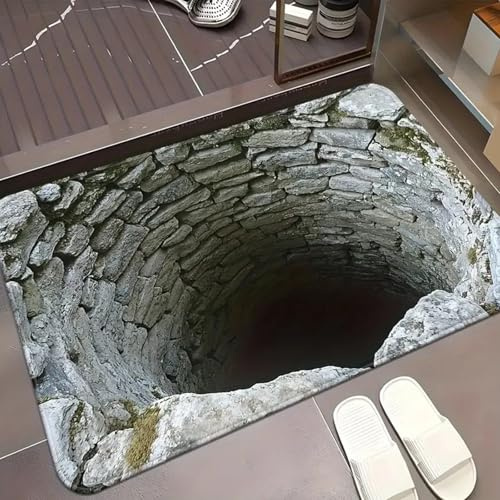 acsewater Fußmatte für den Innen- und Außenbereich, optische Täuschung, lustiger 3D-Teppich, kreative personalisierte Fußmatte, waschbare Bodenmatte mit Wirbel-Illusion