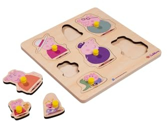 Eichhorn Peppa Pig Einlegepuzzle - 8-teiliges Holzpuzzle mit Familienmotiv, fördert erstes Zuordnen und Greifen, aus FSC zertifiziertem Lindensperrholz, 18x18 cm, ab 1 Jahr