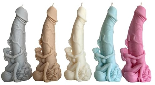 Penis Shaped Scented Candle - Funny Gag Gift for Bachelorette Parties, Birthdays - Phallus Candle - Dick Candle - Hilarious Decorative Home Decor (CEDAR & SAFFRON, Grey)