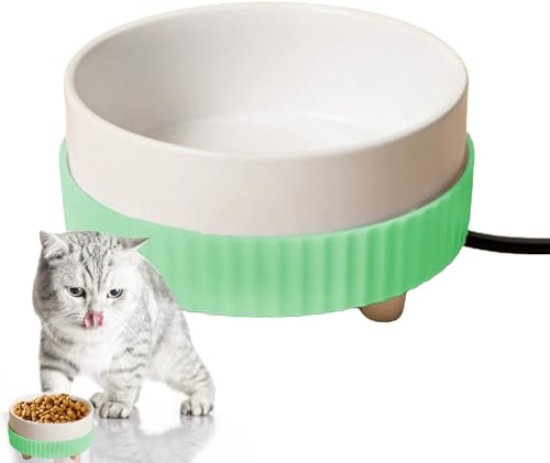 Heated Cat Bowl | Thermostatic Cat Heating Bowl - Noiseless Ceramic Water Water Fountain, Heating Animal Drinking,for Cats Dogs Puppy