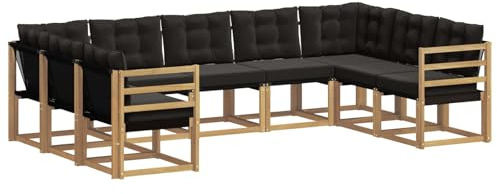 vidaXL Outdoor-Sofagarnitur mit Kissen 9 pcs Weiß und Schwarz, Garten, modernes Outdoor-Sofa-Set, wetterfestes Ensemble, Bequeme Terrassenlounge, vielseitige Sitzgruppe