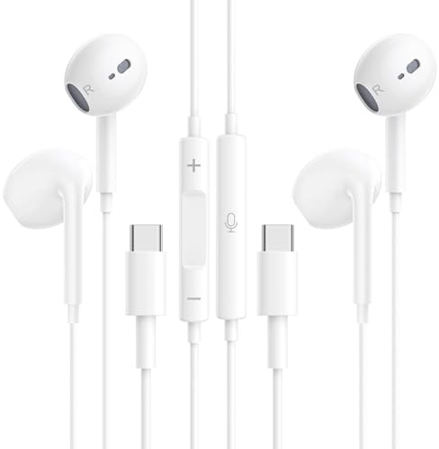 Lot de 2 Écouteurs Filaires USB-C Intra-Auriculaires pour iPhone et Samsung