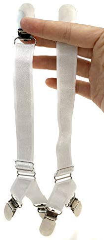 erioctry 1 Coppia Regolabile Elastico Y-Style Basso Clip Cintura Reggicalze Reggicalze Camicia calzino Resto Titolare con Chiusura in Metallo (Bianco)