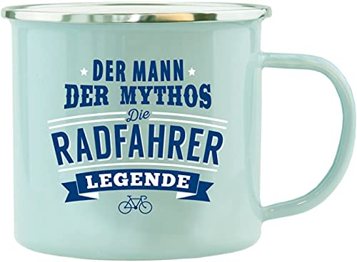 History & Heraldry Echter Kerl - Emaille Becher Radfahrer - individuelle und personalisierte Tasse mit Name und Spruch