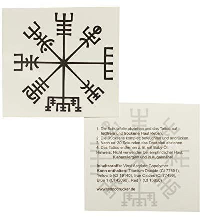 5 x Vikinger Kompass Tattoo - Vegvísir - Keltischer Kompass - mystische Schutzsymbol (5)
