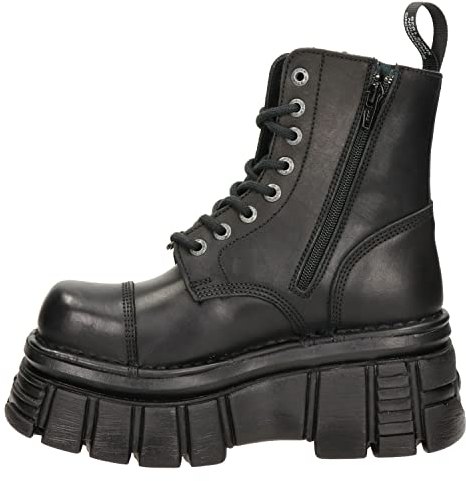 New Rock Donna New Mili Pelle Black Stivali 37 EU