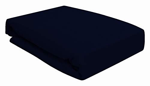 Spannbettlaken für Wasserbett Boxspringbett oder Übergrößen 180x200-200x220 cm - hochwertige 190 gr/m² - breites Farbsortiment (Marine/dunkel blau/Navy Blue)