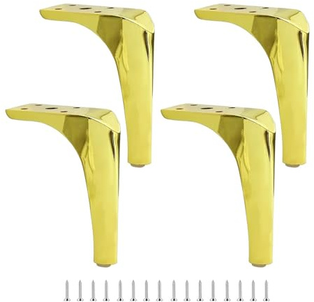 WATAOW 18cm Sofabeine Aus Metall, 4er Set Möbelfuß Stützbeine, Zubehör Für Den Austausch Von Schrankbeinen, Für Sofas Ruhesessel Schränke Couchtische Betten(Gold,13cm/5.12in)