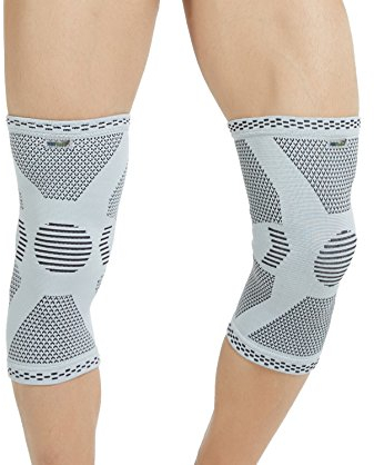 NEOtech Care Genouillère protège-genou en fibre de bambou - Élastique, respirante (Couleur grise, Taille S, 1 Paire)