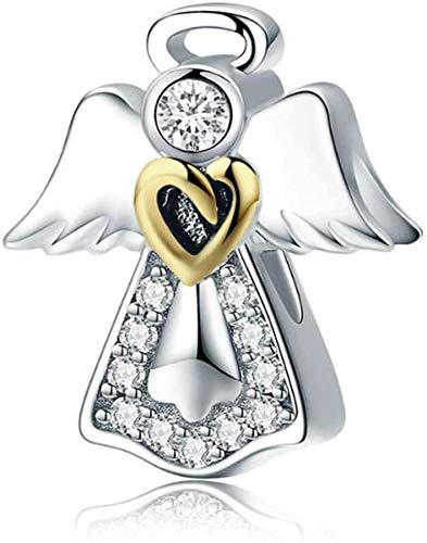 LaMenars Tier Charms 925er Sterlingsilber Charm für Armbänder passt an Armbänder und Halsketten, Geburtstagsgeschenk für Frauen (Engel)
