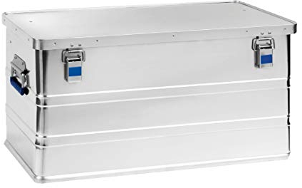 hünersdorff - Caja de aluminio ecológica de 93 litros, impermeable, con junta de goma, ligera, estable, asas plegables, preparación para cerraduras, color plateado