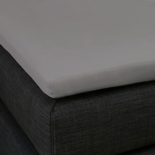 Formesse – Bella Gracia La Piccola Jersey Spannbettlaken für Topper bis 12cm Höhe - 180x210-220 cm - 97% Baumwoll-Kompaktgarn, 3% Elastan/Spannbetttuch aus Deutschland – Farbe Hellanthrazit