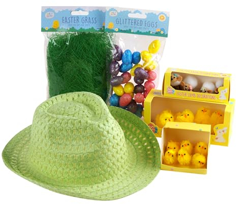Blue Whale Gifts Make Your Own Easter Bonnet Cowboy Hat Complete Kit - Chicks, Eggs, Carrots