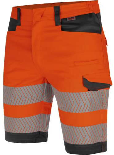 WÜRTH MODYF Shorts Fluo EN 20471 - professionelle Arbeitshose für Herren - Warnschutzhose mit Reißverschluss - in der Größe 42 in Orange