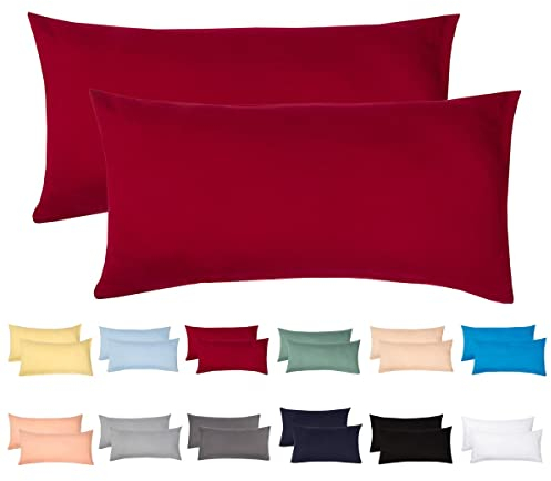 Livessa 2er Set Kissenbezug 40 x 80 cm - Kopfkissenbezug aus%100 Baumwolle Kissenhülle Bügelfrei & Knitterfrei mit Reißverschluss, 40x80cm Pillow Cover, atmungsaktiv, Oeko-Tex Zertifiziert