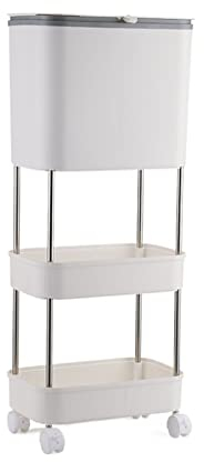 TOMYEUS Cubo de Basura Clasificación de Basura de Basura Separación húmeda Seca for el hogar con Cubierta Grandes desechos de la Cocina Desata Papeleras (Color : White)