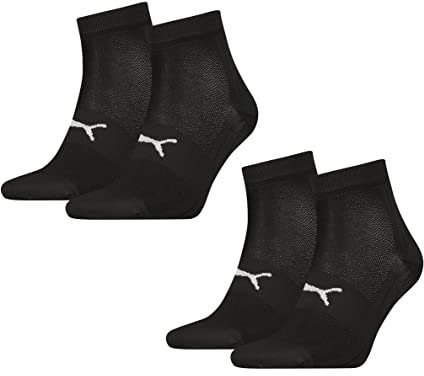 PUMA 4 Paar atmungsaktive, elastische Quarter Socken Damen & Herren/Sportsocken