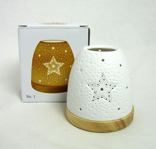 Teelichtleuchte Mini Iglu auf Holzsockel Stern Nr.1 ca. 10,0x9,0cm (H/B)