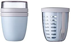 Mepal | Fruit Pack Ellipse | Fruitpot und Lunchpot | Ideal für Obst und Gemüse unterwegs | Obstbox mit Gabel & Sieb | Meal Prep Box mit Deckel | Old Nordic Blue