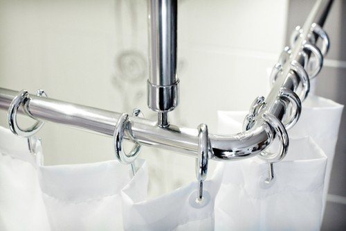 ALU DECKENHALTERUNG EXTRA LANG 120cm! FÜR WINKELSTANGE DUSCHSTANGE DUSCHVORHANGSTANGE BARRIEREFREI! UNDERSEILING OF CORNER ROD! (silber glänzend)
