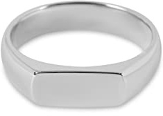 Herren Ring Silber und Gold aus 925 Sterling Silber poliert massiv handgemacht Fläche minimalistisch hochwertiger moderner Herrenschmuck aus Deutschland (Silber, 60)
