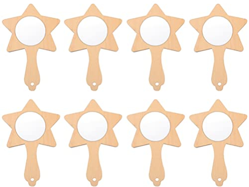 STOBOK 8 Stücke DIY Holzspiegel zum Bemalen Kinderspiegel Ross Prinzessin Spiegel Set Kleine Kinder Handspiegel Bastelmaterial Mädchen Basteln Geburtstag Ostern