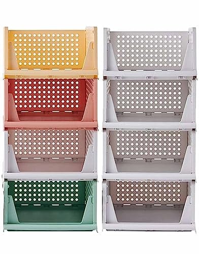 RMAN 8 Stück Stapelbaren Faltbaren Kleiderschrank Aufbewahrungsboxen Schrank Organizer Schubladen Plastik Lagerkisten für Zuhause Schlafzimmer Küche