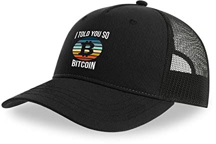 Maikomanija I Told You So Bitcoin Crypto HODL Baumwolle Trucker Cap Curved Visor Netback Hat Atmungsaktives Mesh Sport Top, Schwarz , One size