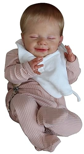Lonian 49CM Ganzkörper-Vinyl-Reborn-Mädchenpuppe, schlafendes, lächelndes Baby, handgefertigte Puppe, echtes Baby, Kunstpuppe zum Sammeln