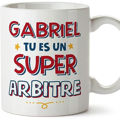 MUGFFINS Personalised Mug for Referee Man - in French - Tu ES Super - Funny Custom Gift for Colleagues - Ceramic 11oz Mug